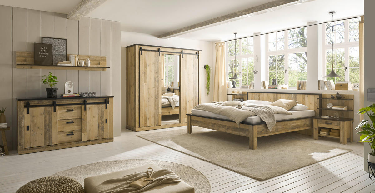 WANDPANEEL Used Wood hell, Anthrazit, Wandboard 60 x 54 cm - Eichefarben/Anthrazit, Holzwerkstoff (60/54/22cm) - Furn.Design