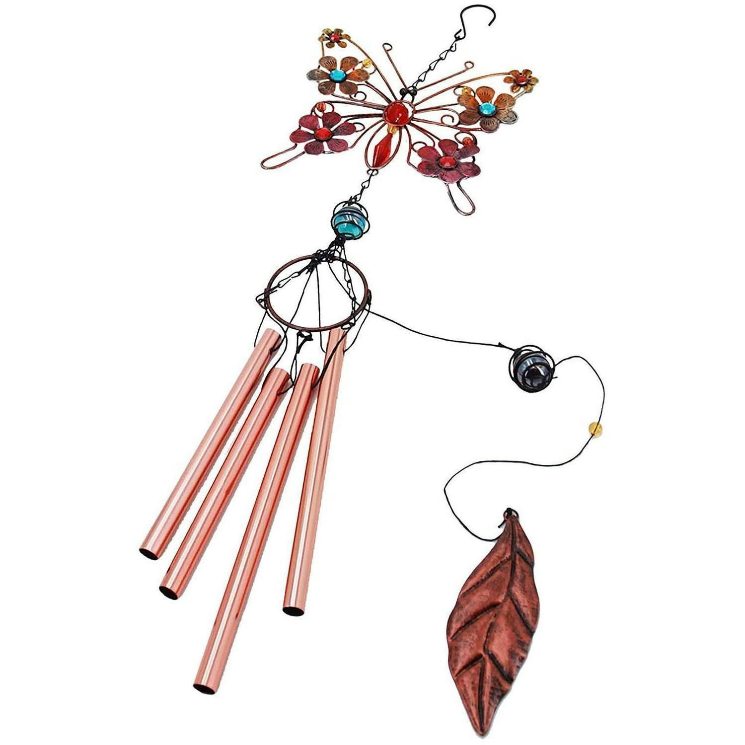 WINDSPIEL Schmetterling Metall Buntglas 56 cm - Multicolor, Metall (88.9/17.3/1cm)