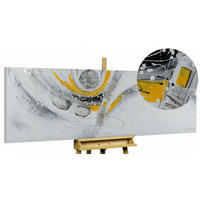 ACRYLBILD HANDGEMALT 150/50 cm - Gelb/Silberfarben, Holz/Textil (2/50cm) - KUNSTLOFT