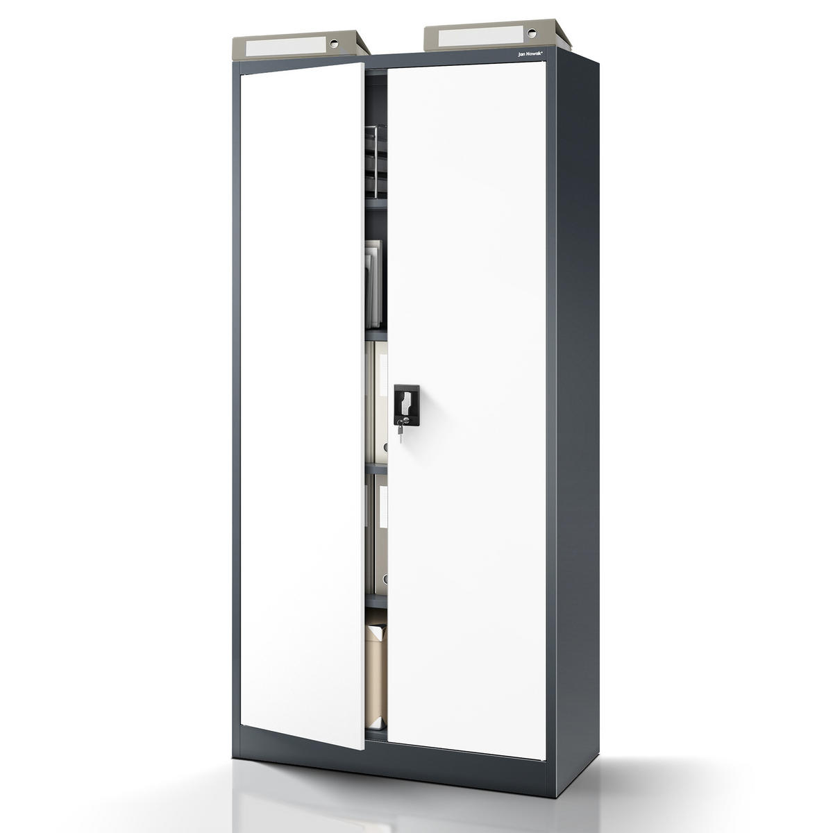 AKTENSCHRANK JAN H - Anthrazit/Weiß, Metall (90/195/40cm) - Jan Nowak