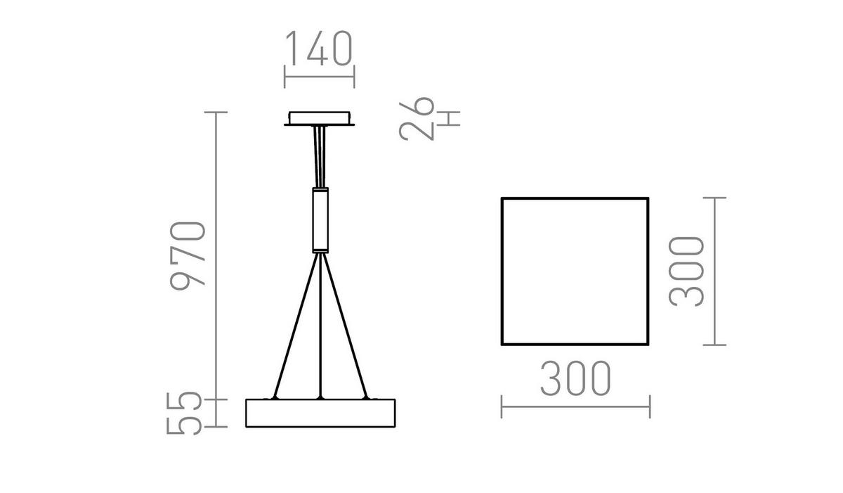 PENDELLEUCHTE LARISA SQ 30 Weiß 30 W - Weiß, Metall (30/30/55cm) - Rendl