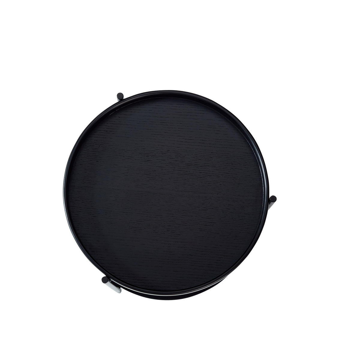 COUCHTISCH Ø69/38 cm Schwarz aus Massivholz und MDF mit 2-stöckigem Design - Schwarz, Holzwerkstoff (44/44/48cm) - OKMYHOME