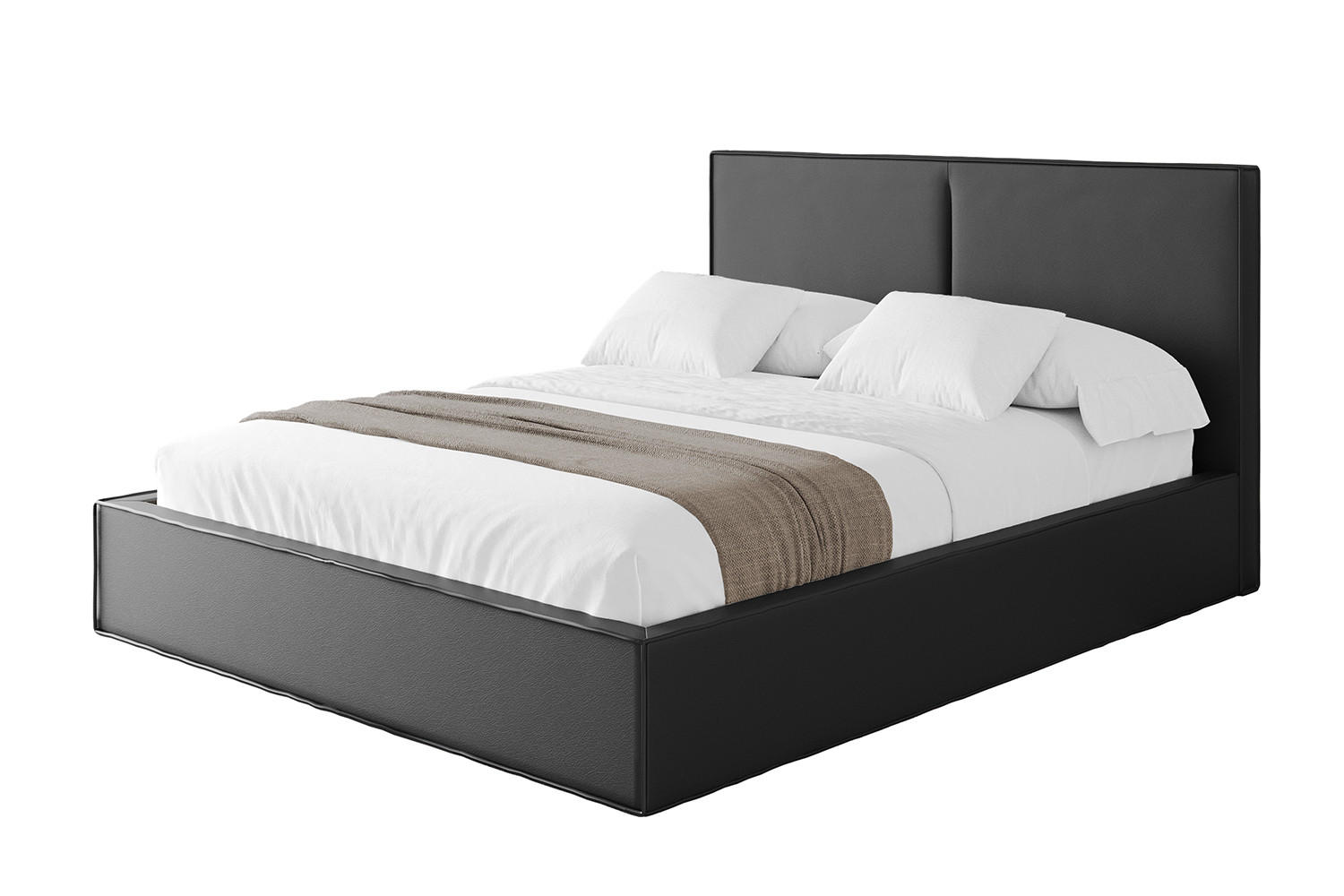 POLSTERBETT mit Bettkasten und Lattenrost, Bett mit Matratze H3/H4 - EMMI 120x200 Schwarz Kunstleder - Schwarz Hochglanz, Holzwerkstoff/Textil (120/200cm) - ALTDECOR