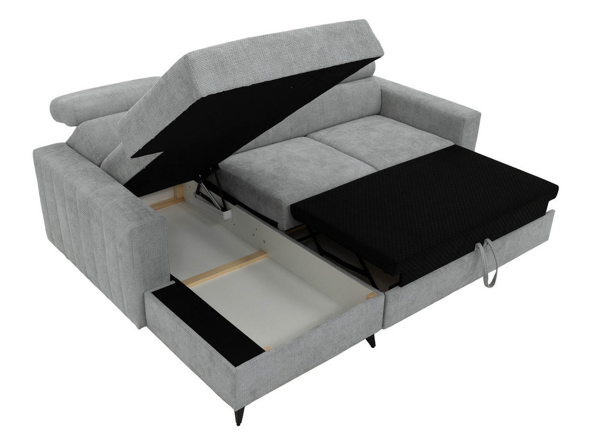 ECKSOFA Milano, Seite: Rechts 2R+LC - Dunkelgrau/Schwarz, Holz/Textil (236/172cm) - MIRJAN24