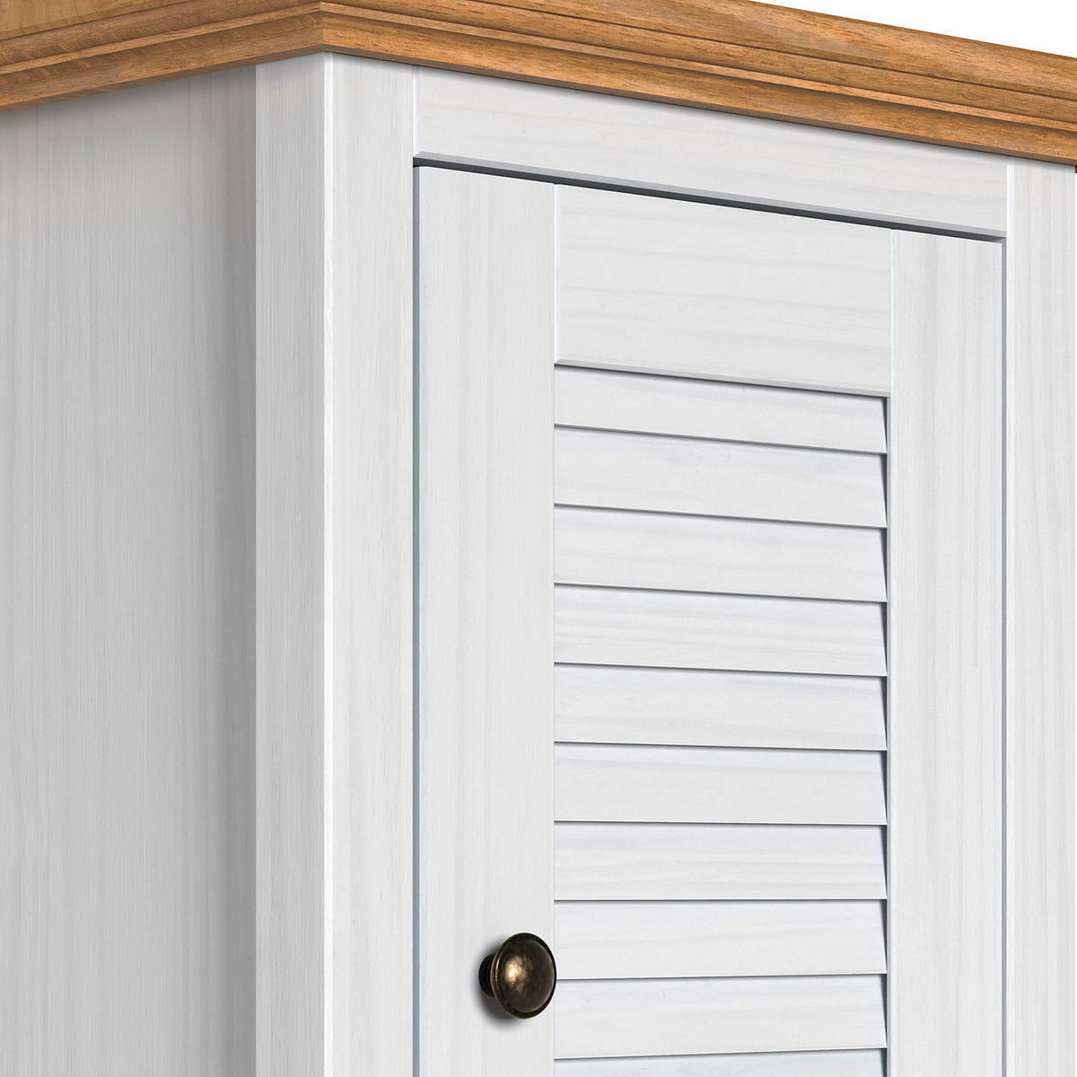 MASSIVER HOCHSCHRANK - Kiefer - Braun/Weiß, Holz/Metall (45/190/35cm) - home24
