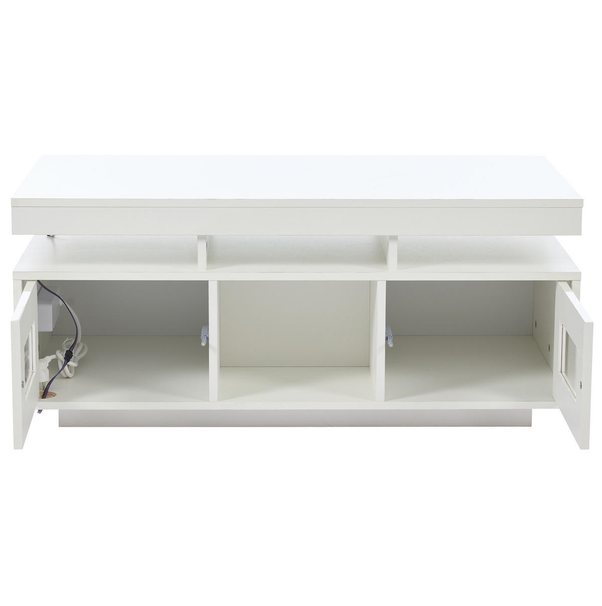 COUCHTISCH aus Spanplatte 100x50x43 cm in Weiß mit LED-Beleuchtung & Steckdose - Weiß, Holzwerkstoff (100/50/43cm) - Modfu