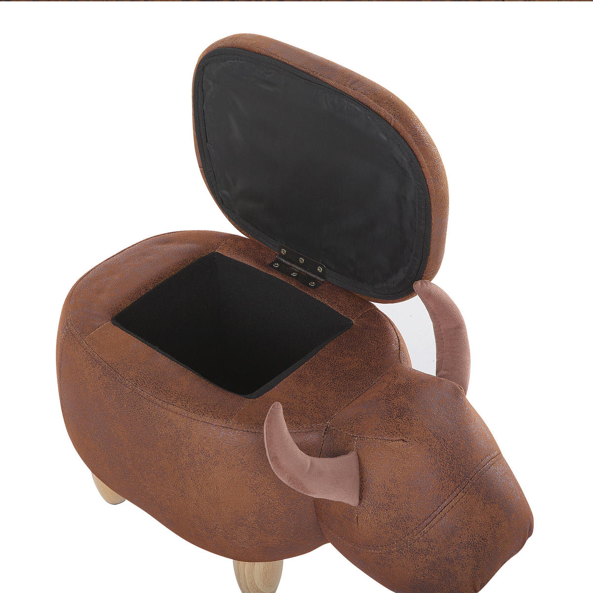 TIERHOCKER Cow 32/60/35 cm - Braun, Kunststoff/Textil (60/35/32cm) - Beliani