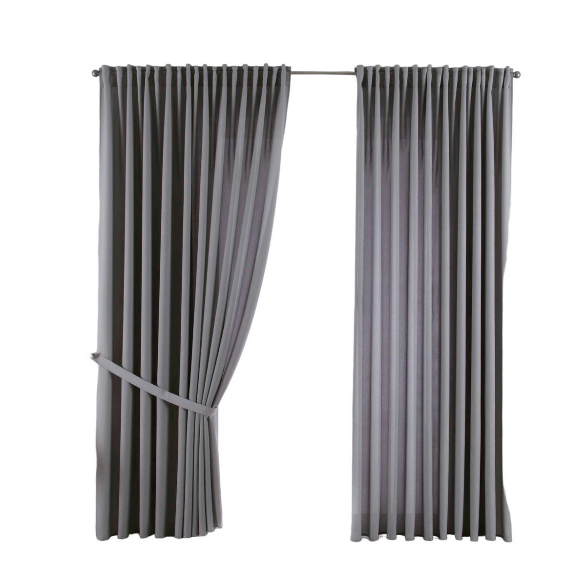 SCHLAUFENGARDINE 2ER SET »Palermo« HxB 250x300 cm Grau - Grau, Textil (300/250cm) - Gardinenbox