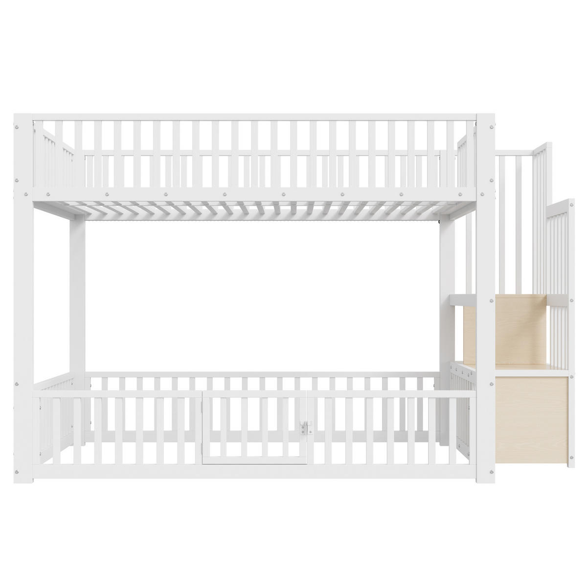 ETAGENBETT 140/200 cm weiß aus Metall und MDF mit LED - Weiß, Holzwerkstoff (140/200cm) - OKWISH