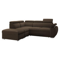 ECKSOFA Boston 2RR1P, Seite: Links PUFAP+R+1P(65)+2R - Silberfarben/Braun, Holz/Textil (260/230cm) - MIRJAN24