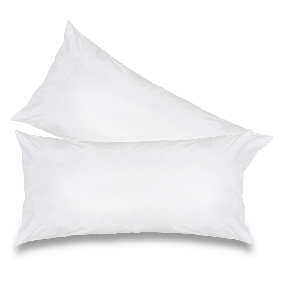 KOPFKISSEN 2er Set 100% Federn 40/80 cm Bezug aus 100% Baumwolle - Weiß, Textil (80/40cm) - wometo
