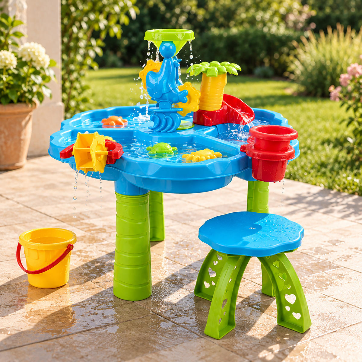 STŮL Vícebarevný dětský vodní herní se stoličkou - různobarevná, plast (60/60cm) - Relaxdays