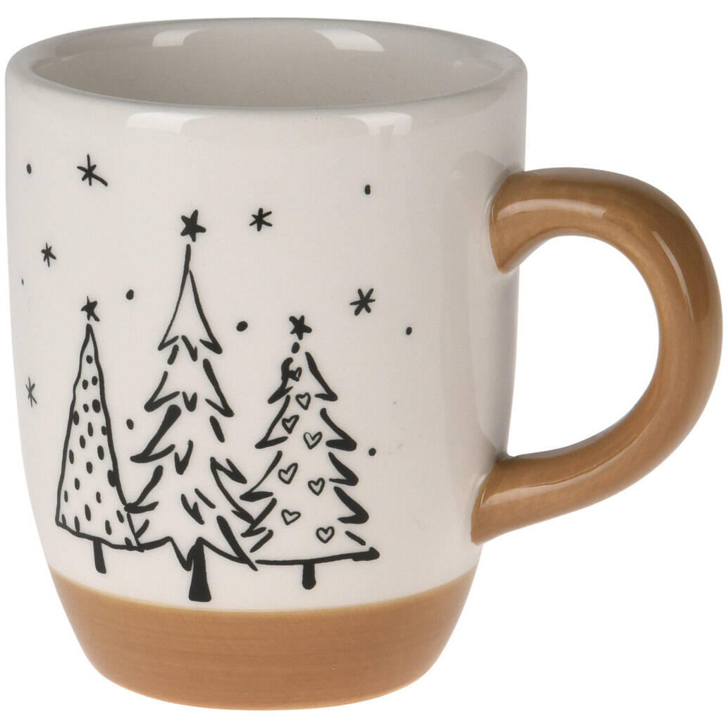 BECHER Tannenmotiv 330 ml - Weiß, Keramik (330L) - Home Styling Collection