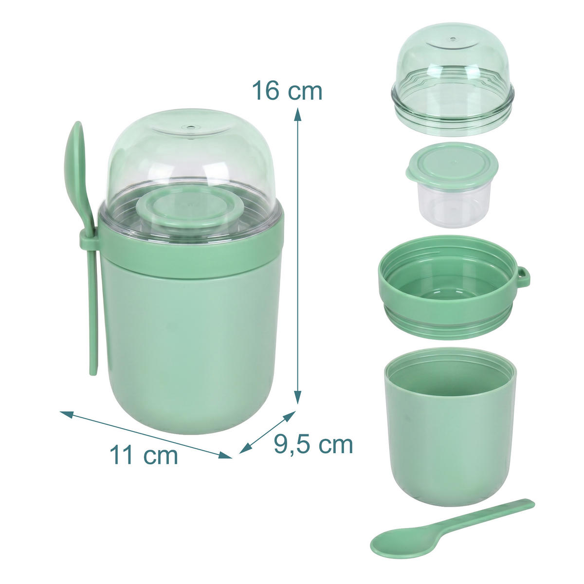 MÜSLIBECHER Grün 4er-Set - Grün, Kunststoff - Relaxdays