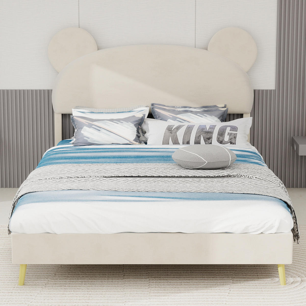 POLSTERBETT 140/200 cm in Beige Stoff mit Bettkasten - Beige, Holzwerkstoff/Textil (140/200cm) - WISHDOR