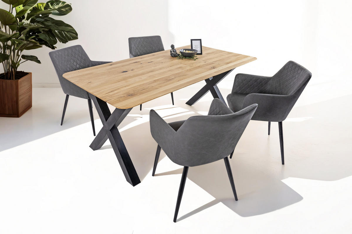 ESSTISCH LOTTE - Eichefarben/Beige, Holz/Metall (90/180/77cm) - SAM