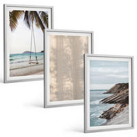 BILDER SET 3er Set - 40x60 cm Silberner Rahmen - Sommerlicher Sandstrand mit Meerblick - Silberfarben, Kunststoff (40/60cm) - TULUP