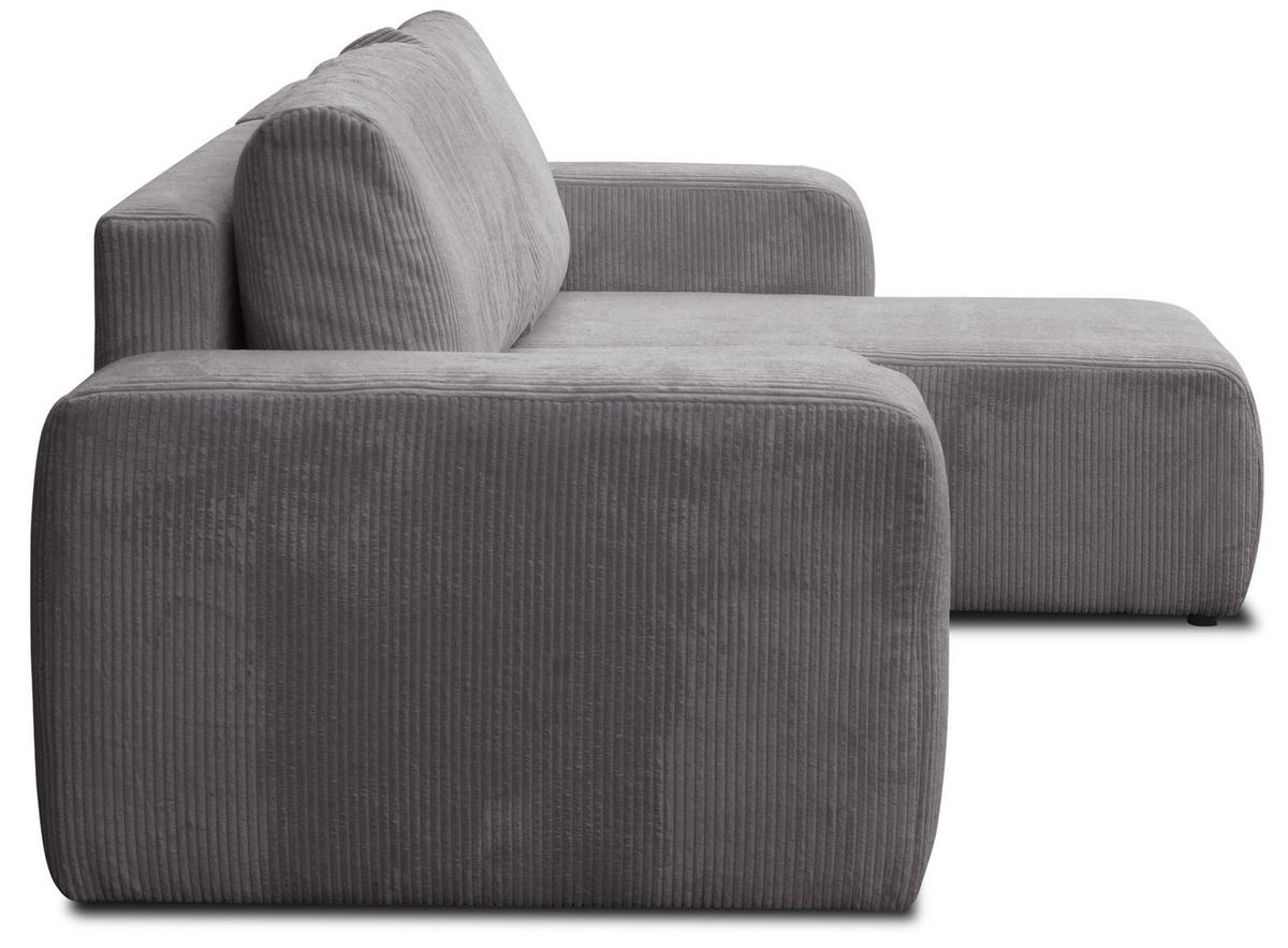 ECKSOFA LUNA mit Schlaffunktion und Bettkasten Cord-Stofff (Dunkelgrau) - Dunkelgrau, Textil (244/142cm) - VENASI MÖBEL