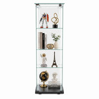 VITRINE mit RGB-Randbeleuchtung, 3-stufig, Schwarz - Schwarz, Glas (39.8/123.3/35cm) - Joyfair