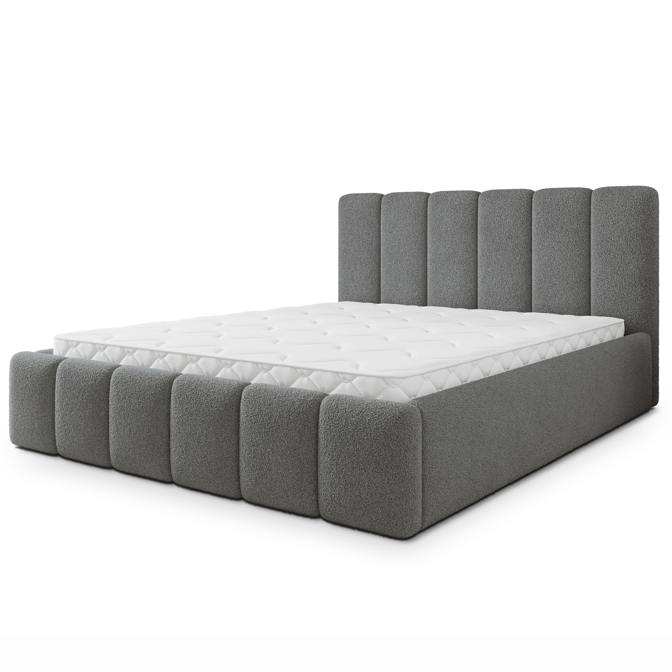 POLSTERBETT ATTORA Q 180x200 cm mit Bettkästen - Grau - Grau, Holz (180/200cm) - MASSENO