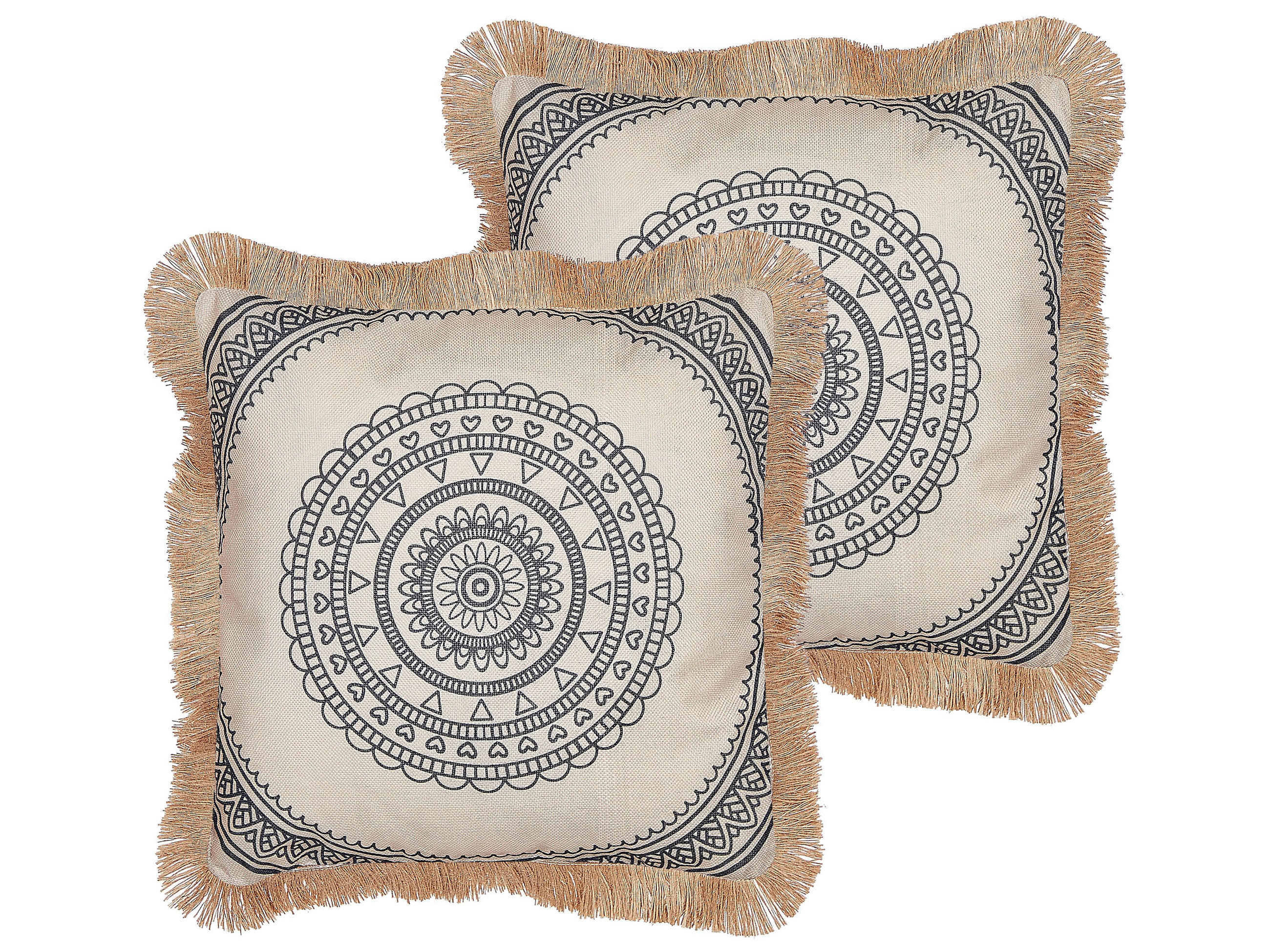 DEKOKISSEN 2er-Set Beige 45/9 cm Geranium - Beige, Textil (45/9cm) - Beliani