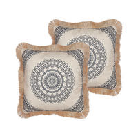 DEKOKISSEN 2er-Set Beige 45/9 cm Geranium - Beige, Textil (45/9cm) - Beliani