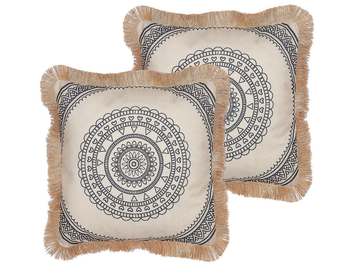 DEKOKISSEN 2er-Set Beige 45/9 cm Geranium - Beige, Textil (45/9cm) - Beliani