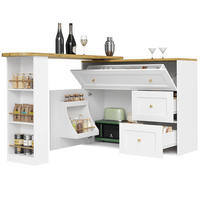 BARTISCH aus MDF mit Stauraum & 360°-Drehplatte, ausziehbar 138-204/39/105 cm, Weiß - Weiß, Holzwerkstoff (39/105/138cm) - Redom