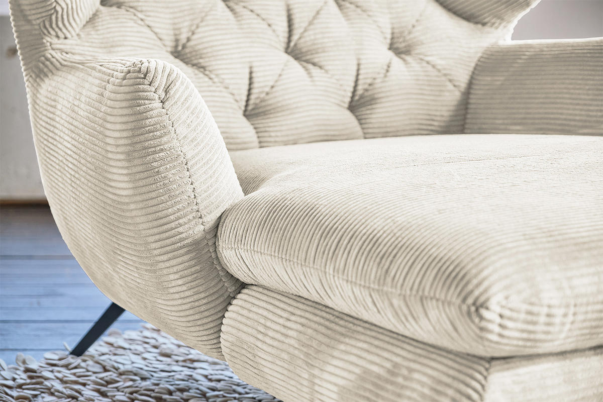 LONGSEAT CHAMRE Beige - Beige/Schwarz, Textil/Metall (130/95/160cm) - KAWOLA