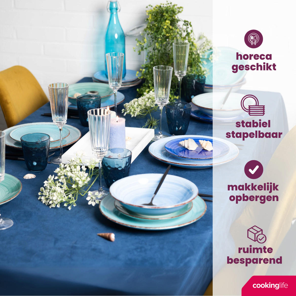PASTATELLER Delice Blau ø 23 cm - 6 Stück - Blau, Keramik (23cm) - Cookinglife