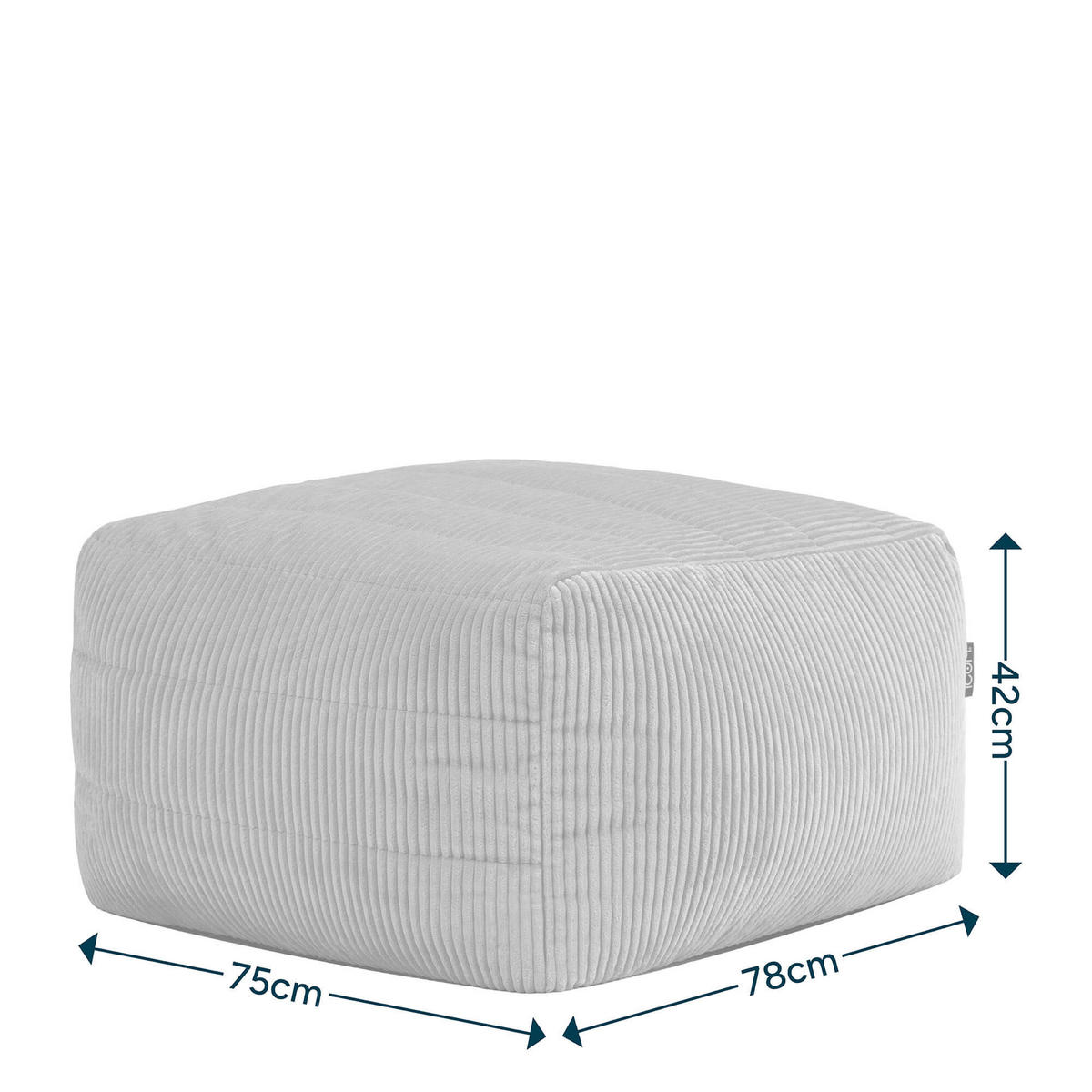 SITZSACK-HOCKER Noa modular Cord - Salbeigrün, Textil (75/70/78cm) - icon