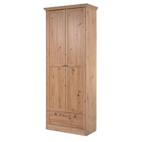 MEHRZWECKSCHRANK Eiche Artisan 80 cm Landhaus, Schrank mit viel Stauraum - Eichefarben/Silberfarben, Holzwerkstoff/Metall (80/200/39cm) - Furn.Design