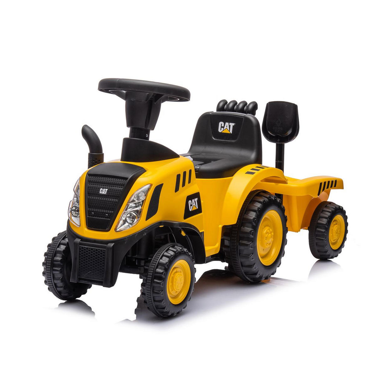 RUTSCHFAHRZEUG CAT Traktor gelb Musik, Stauraum, Anhänger, Schaufel, Rechen - Gelb, Kunststoff (78/30/54cm) - Chipolino
