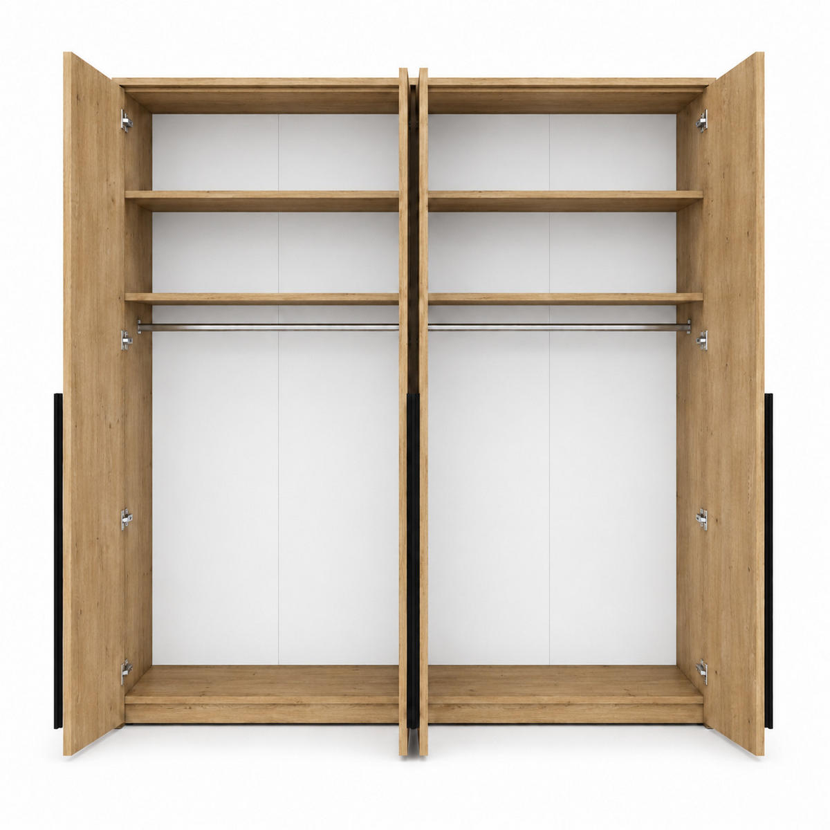KLEIDERSCHRANK: Wildeiche / Griffe Silber, 210 x 65 x 217,2 cm - Eichefarben/Silberfarben, Holzwerkstoff (210/217.2/65cm) - 3XE LIVING