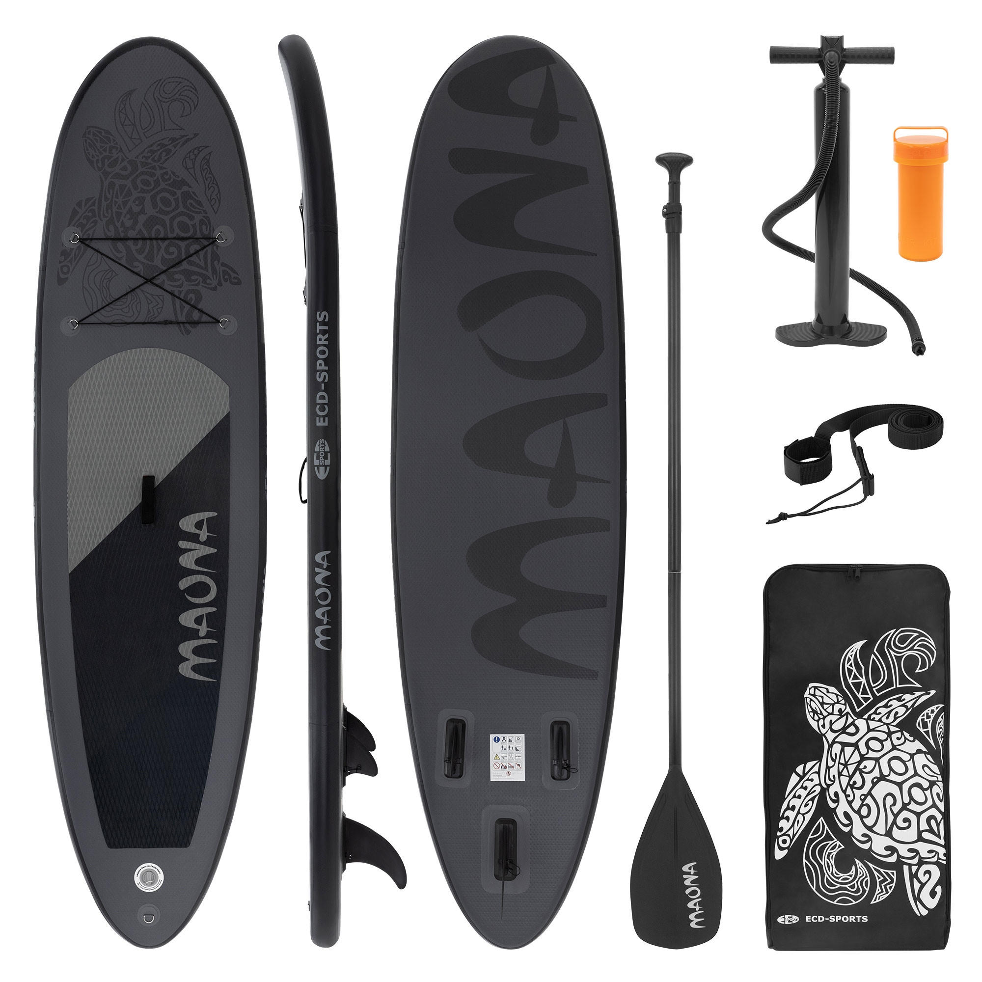 STAND UP PADDLE BOARD Maona Schwarz - Schwarz, Kunststoff (308/76/10cm) - ECD-Germany