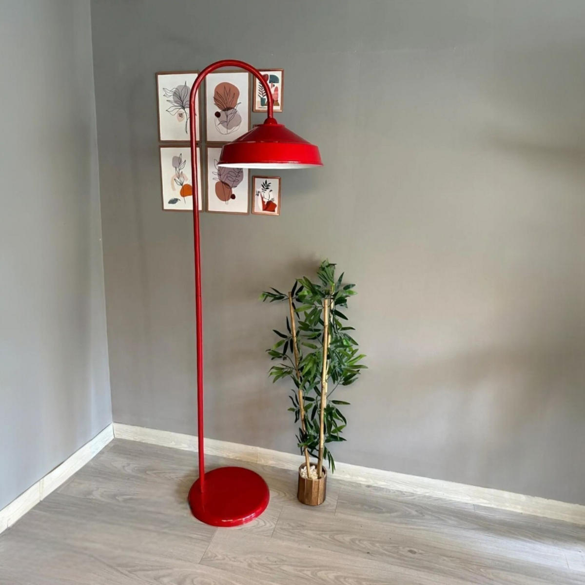 STEHLEUCHTE Bogen 180 Cm - Rot, Metall (37/37/180cm) - Bamyum