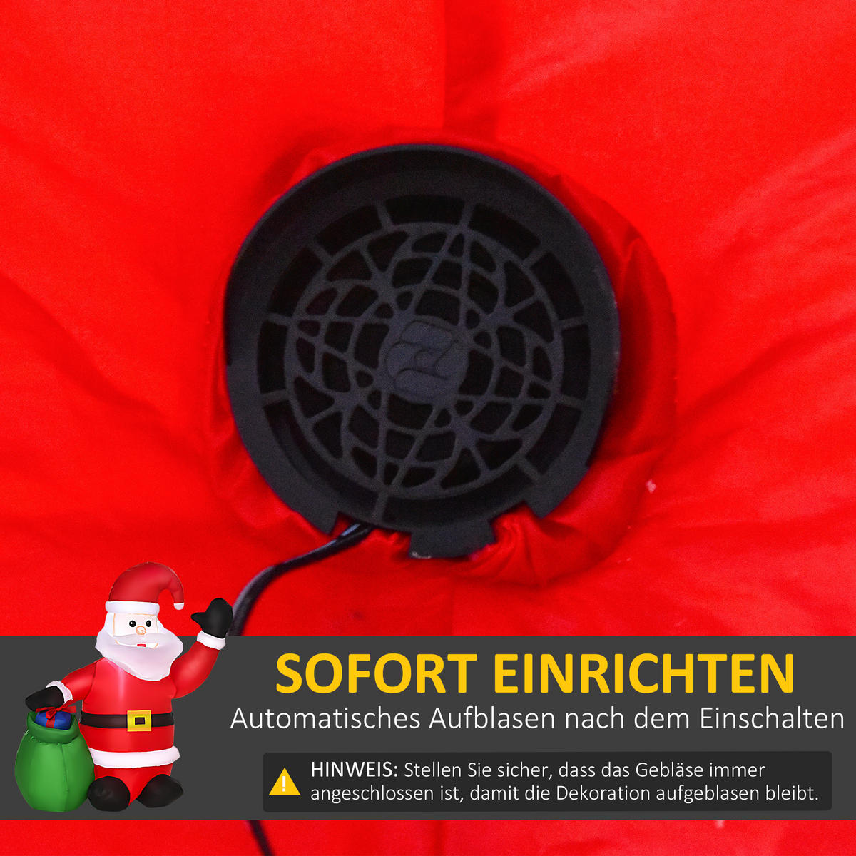 HOMCOM Aufblasbar Weihnachtsmann Schneemann Weihnachtsdeko LED Beleuchtet - Rot, Kunststoff (45/120/70cm) - HOMCOM