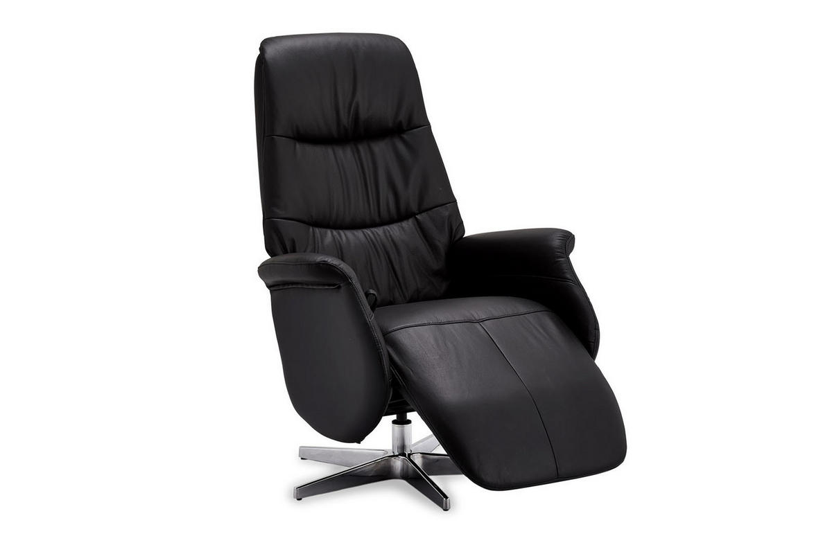 SESSEL schwarz - Schwarz, Leder/Metall (90/114/79cm) - ebuy24