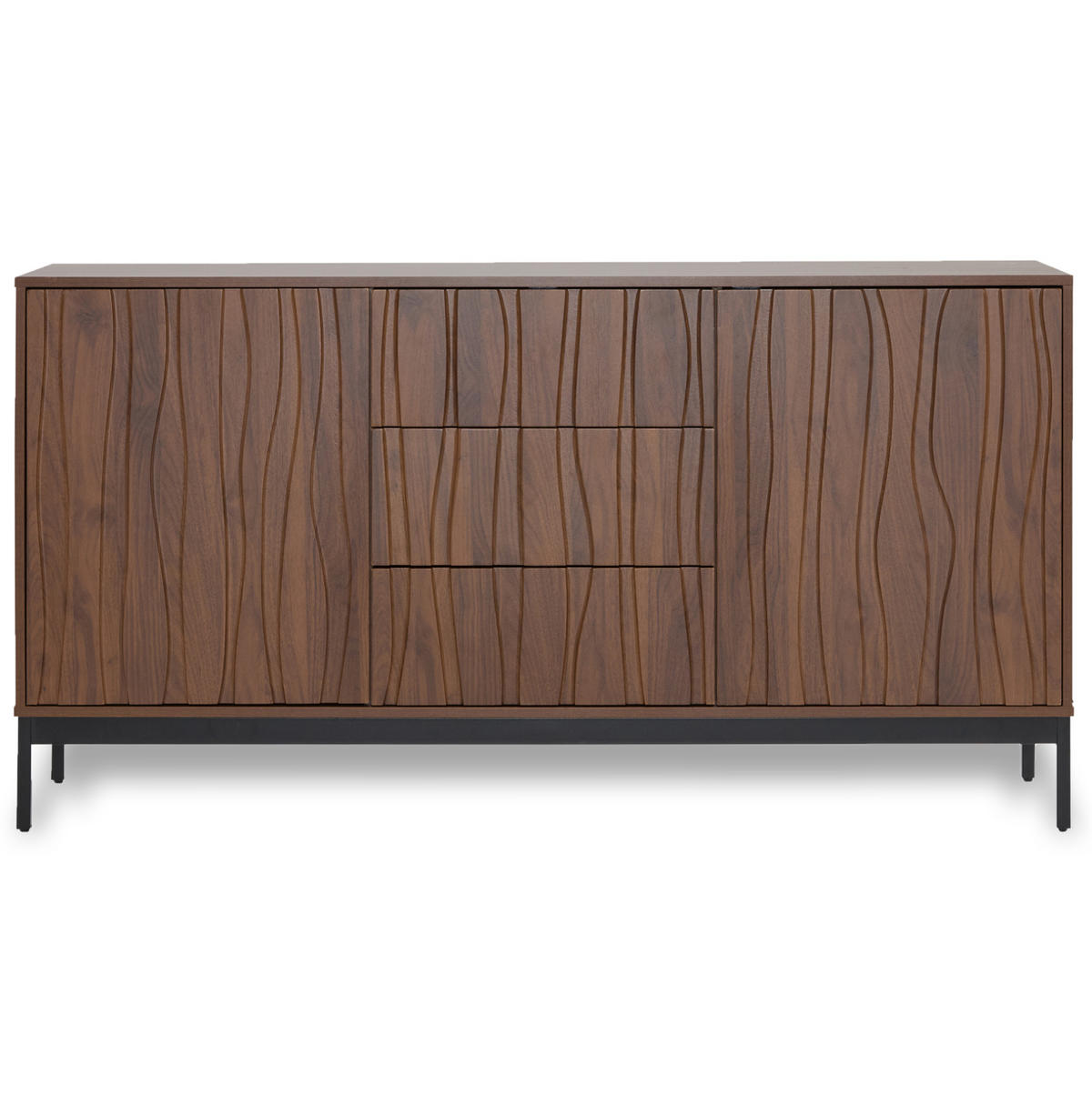 SIDEBOARD 150/40/80 cm in Dunkelbraun mit 3 Schubladen & verstellbaren Böden - Naturfarben, Holzwerkstoff (150/80/40cm) - BEAOK