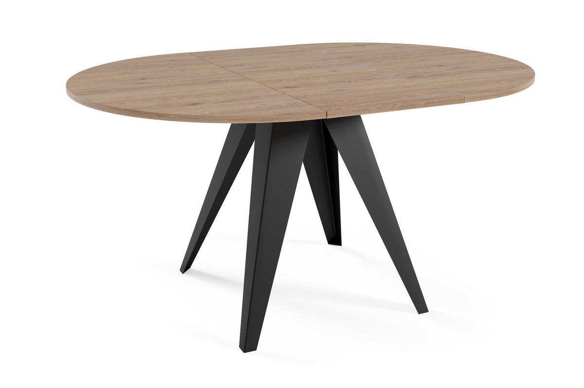 ESSTISCH Gerda - Trüffeleichefarben/Schwarz, Holzwerkstoff/Metall (90/90/76cm) - Meblini