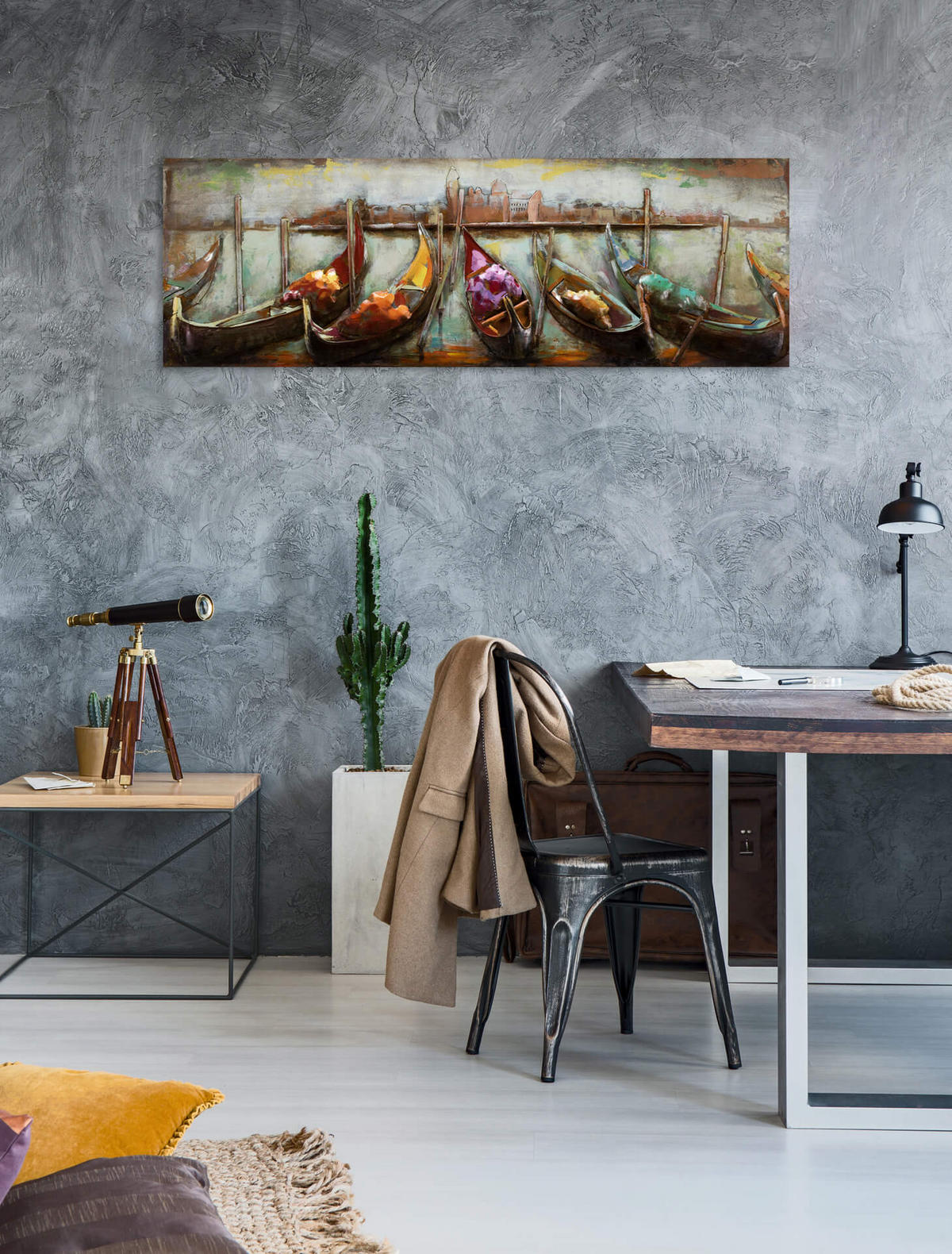 METALLBILD Blau 120/40 cm - Blau/Beige, Metall (120/40cm) - KUNSTLOFT