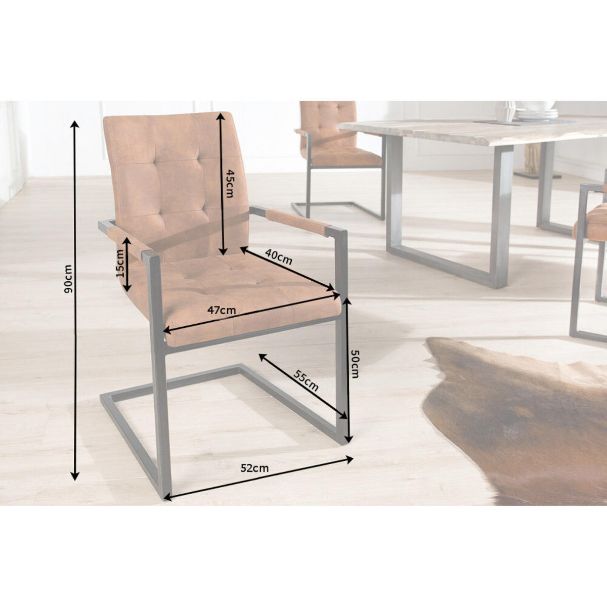 STUHL OXFORD Microfaser Braun - Braun, Textil/Metall (52/90/55cm) - riess-ambiente