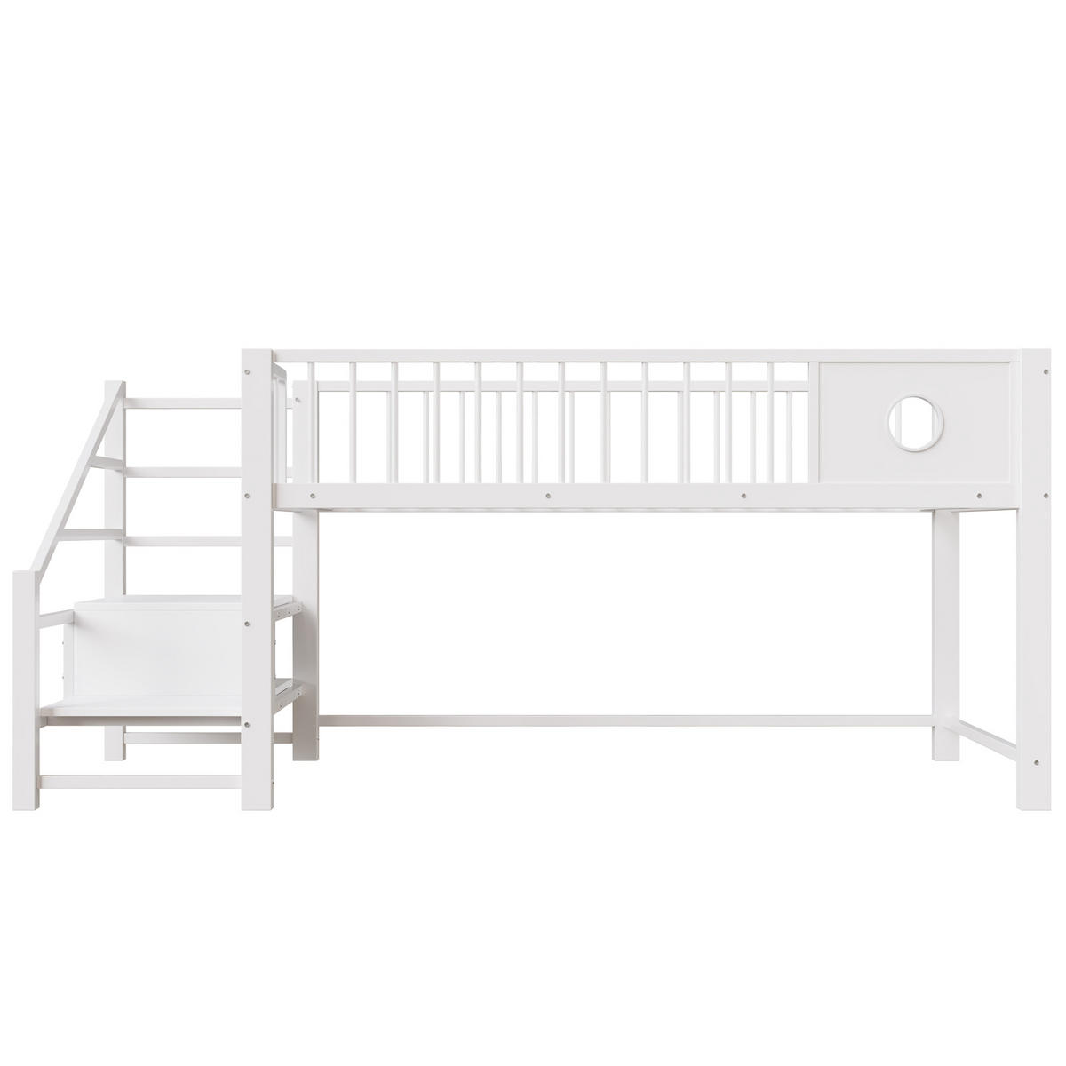 KINDERBETT 90/200 cm DE-01522, in Weiß, mit Aufbewahrungsleiter - Weiß, Metall (90/200cm) - ComfortXL