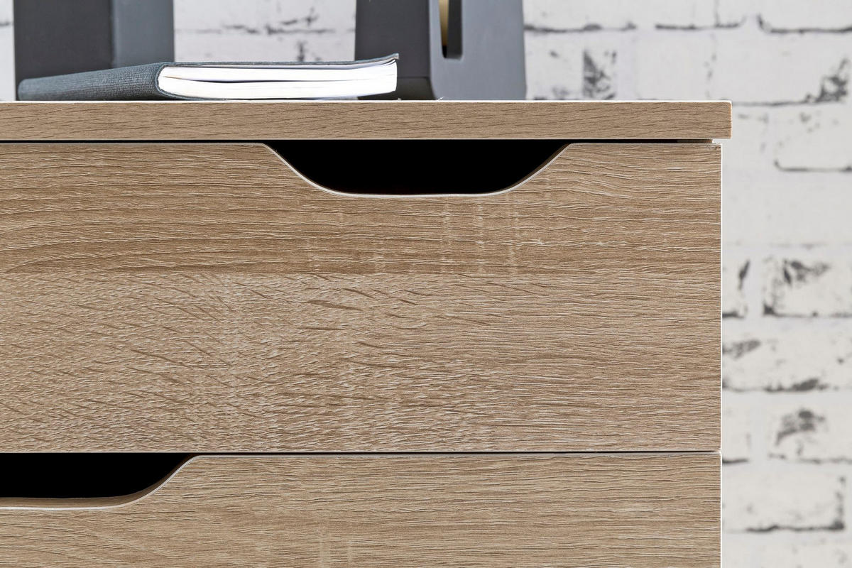 ROLLCONTAINER – Weiß, 4 Schubladen, Rollen, stilvoll, für Büro - Beige/Schwarz, Holz/Kunststoff (40/60/40cm) - KADIMA DESIGN