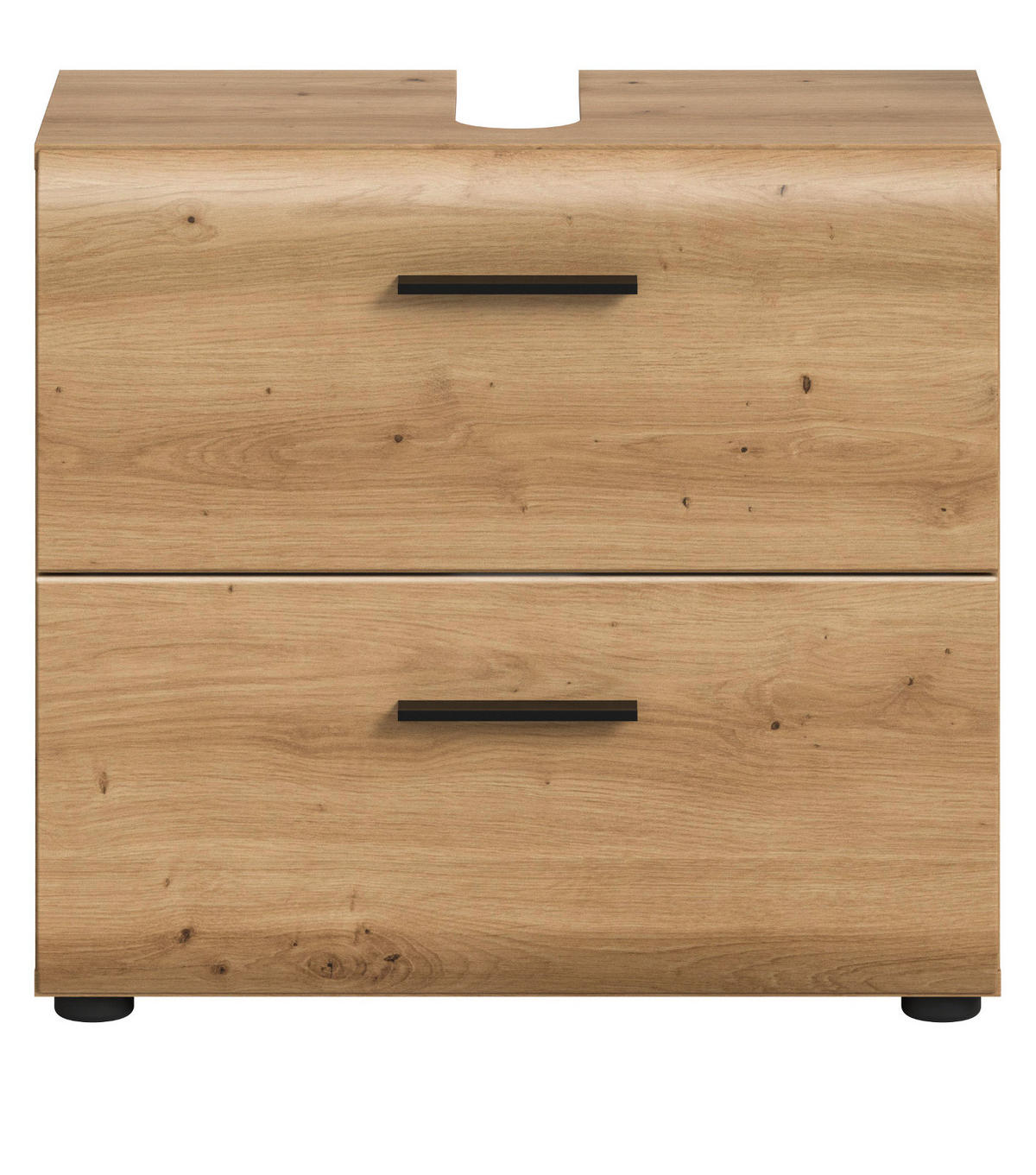 WASCHBECKENUNTERSCHRANK Eiche Artisan, Bad Unterschrank mit Vollauszug Schubkästen, Breite 60 cm - Schwarz/Eiche Artisan, Holzwerkstoff/Kunststoff (60/54/30cm) - Inn.Furn