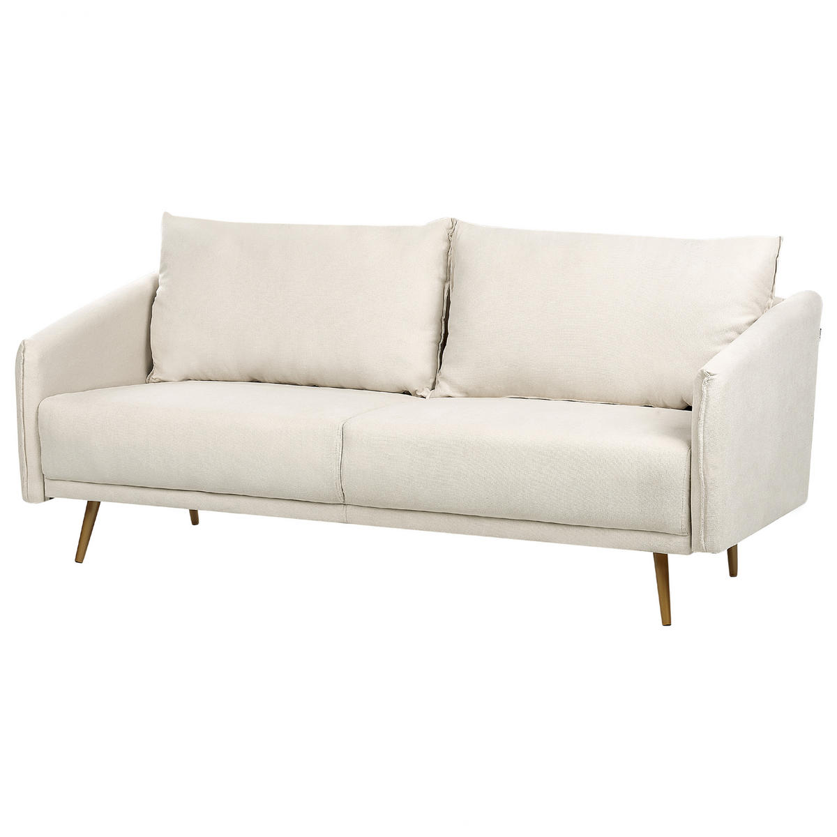 3-SITZER-SOFA beige mit goldenen Beinen Maura - Beige/Goldfarben, Textil (185/83/78cm) - Beliani