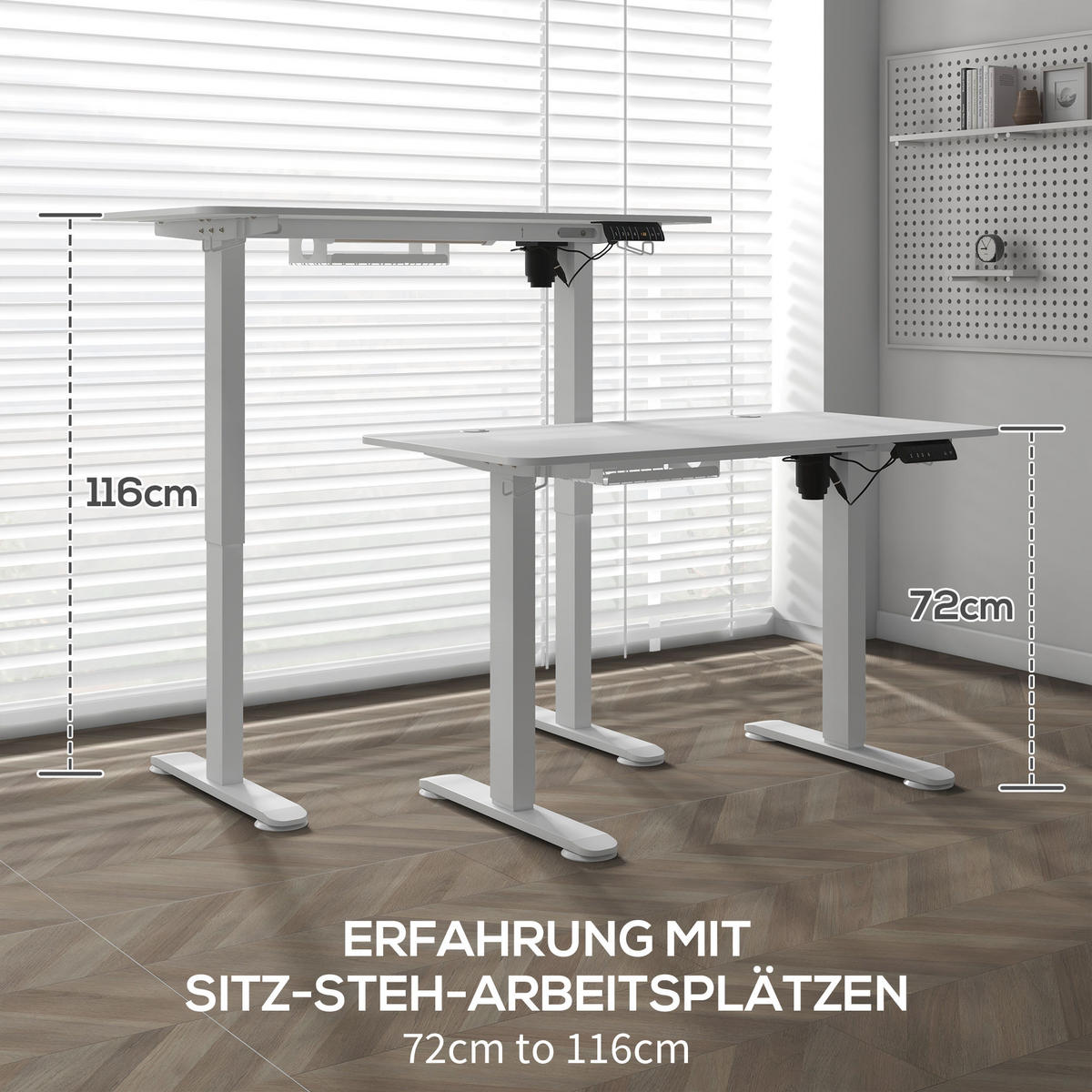 HÖHENVERSTELLBARER Schreibtisch, Weiß - Weiß, Kunststoff (120/60/116cm) - Vinsetto
