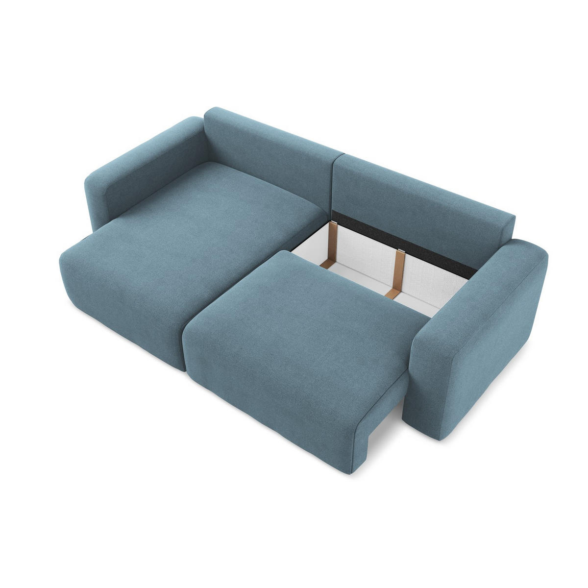 ECKSOFA mit Schlaffunktion links Strukturstoff Stoff Blau - Blau/Schwarz, Kunststoff/Textil (149/244cm) - LaMiaSofa