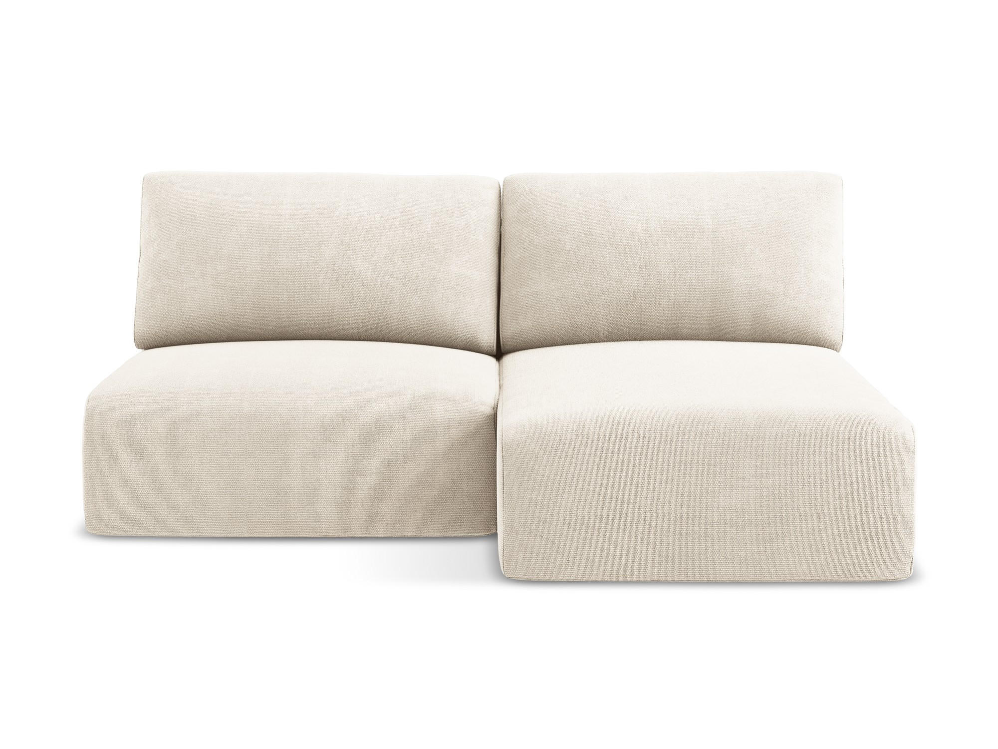 ECKSOFA mit Schlaffunktion rechts Chenille Stoff Beige - Beige/Creme, Kunststoff/Textil (210/149cm) - Makamii