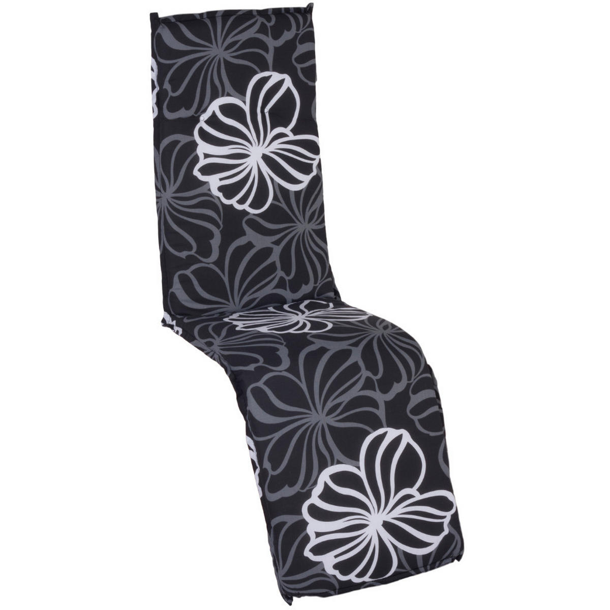 RELAXAUFLAGE - 1er Set Relaxsessel Auflage »Evora«, Motiv - Blume, schwarz - weiß - Schwarz, Kunststoff (50/12/120cm) - Green Spirit